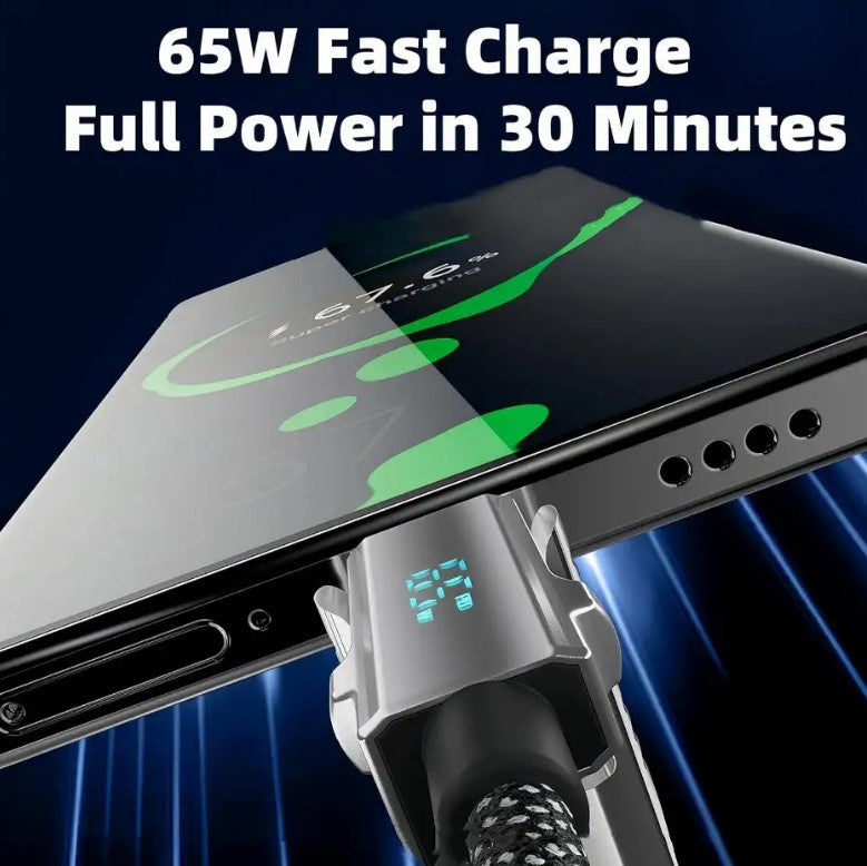4-in-1 Fast Charging Cable with LED Display (65W