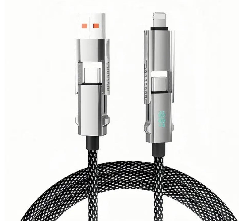 4-in-1 Fast Charging Cable with LED Display (65W